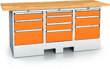 Pracovní stůl alpede PROFI - deska - kontejner - paletový podstavec 880 x 2000 x 700